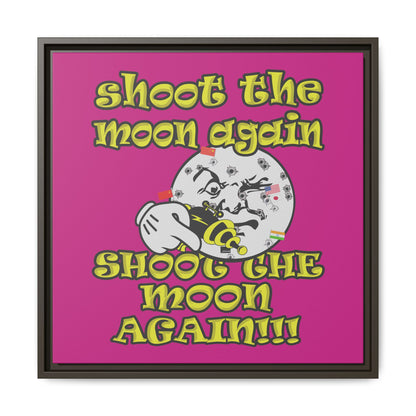 shoot the moon again - framed canvas art (pink)