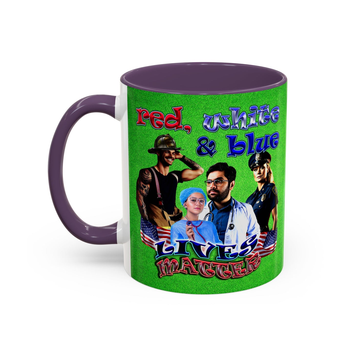 rw&b lives matter - Accent Mug (green turf)