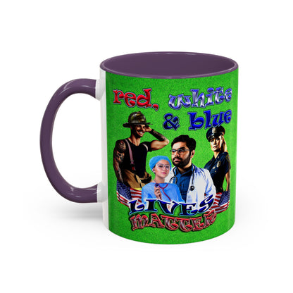 rw&b lives matter - Accent Mug (green turf)