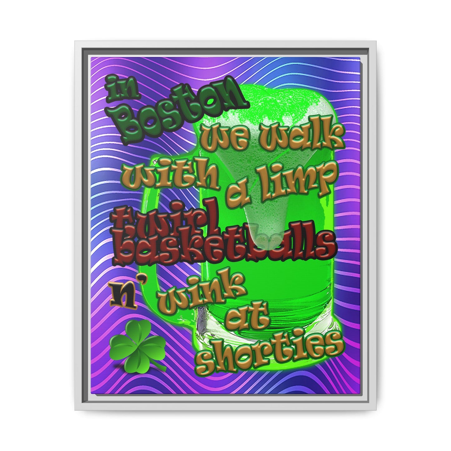 celtics logo - framed canvas art (purple wave)