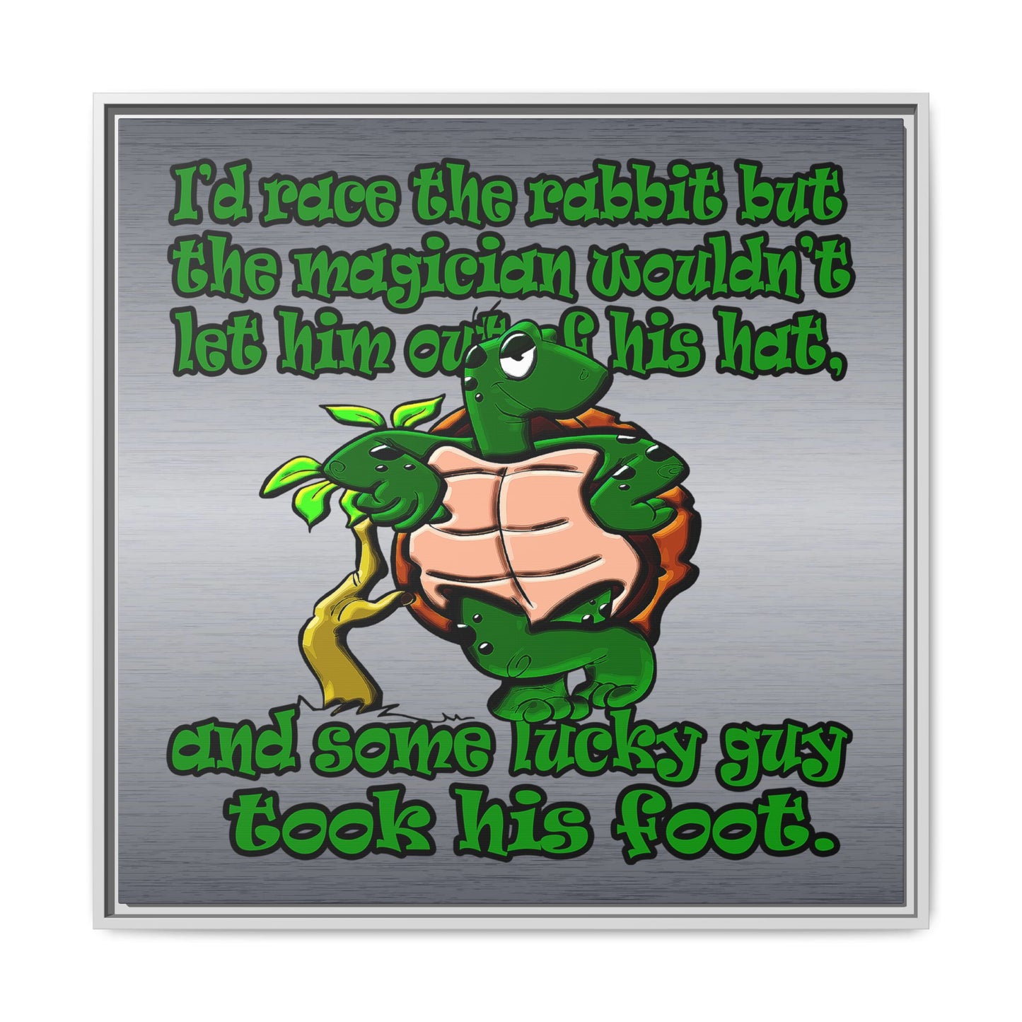 turtle race - framed canvas art (brushed nickel)