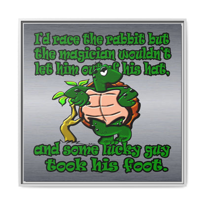 turtle race - framed canvas art (brushed nickel)