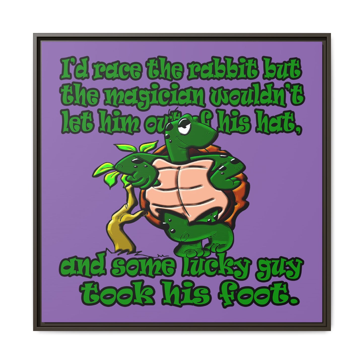 turtle race - framed canvas art (light purple)