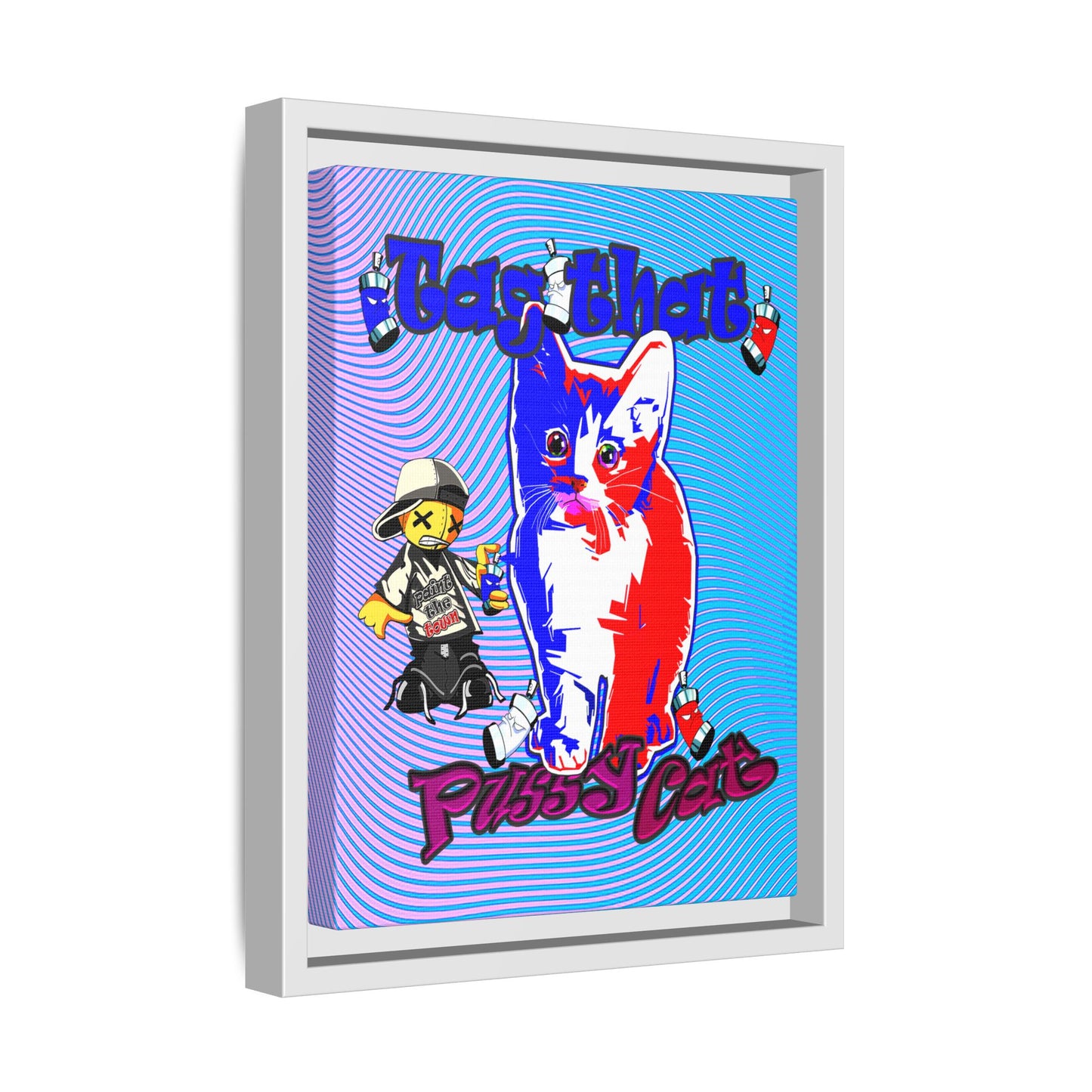 tag that - framed canvas art (light blue-purple wave)