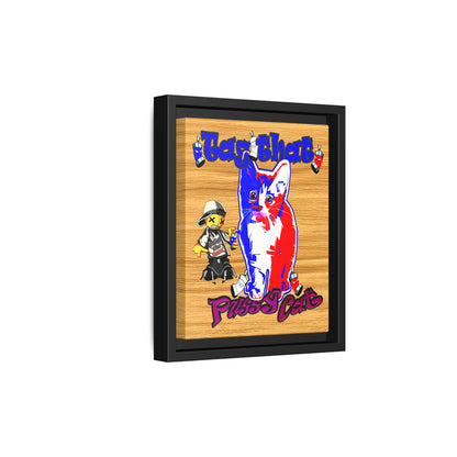 tag that - framed canvas art (butterscotch wood finish)