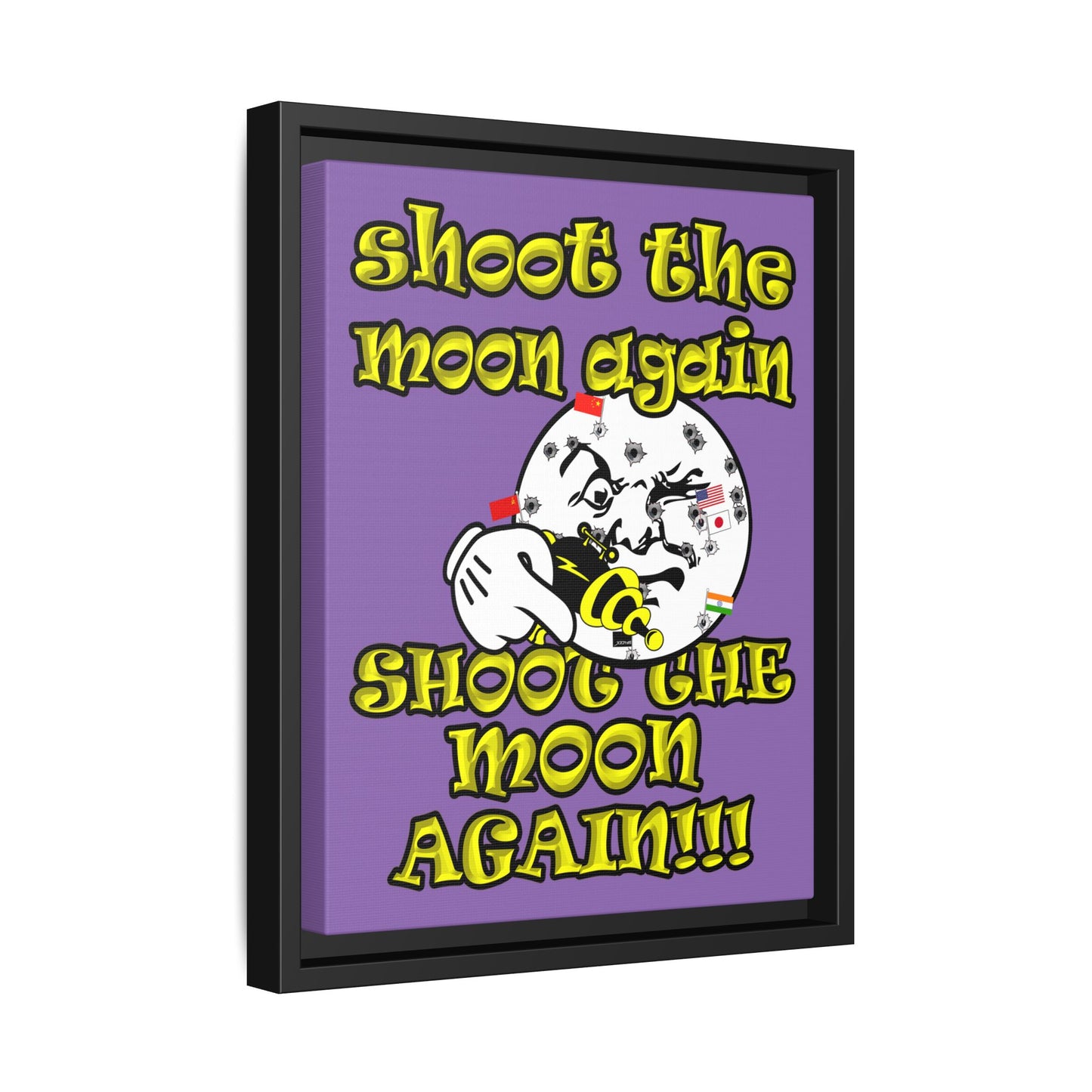 shoot the moon again - framed canvas art (light purple)