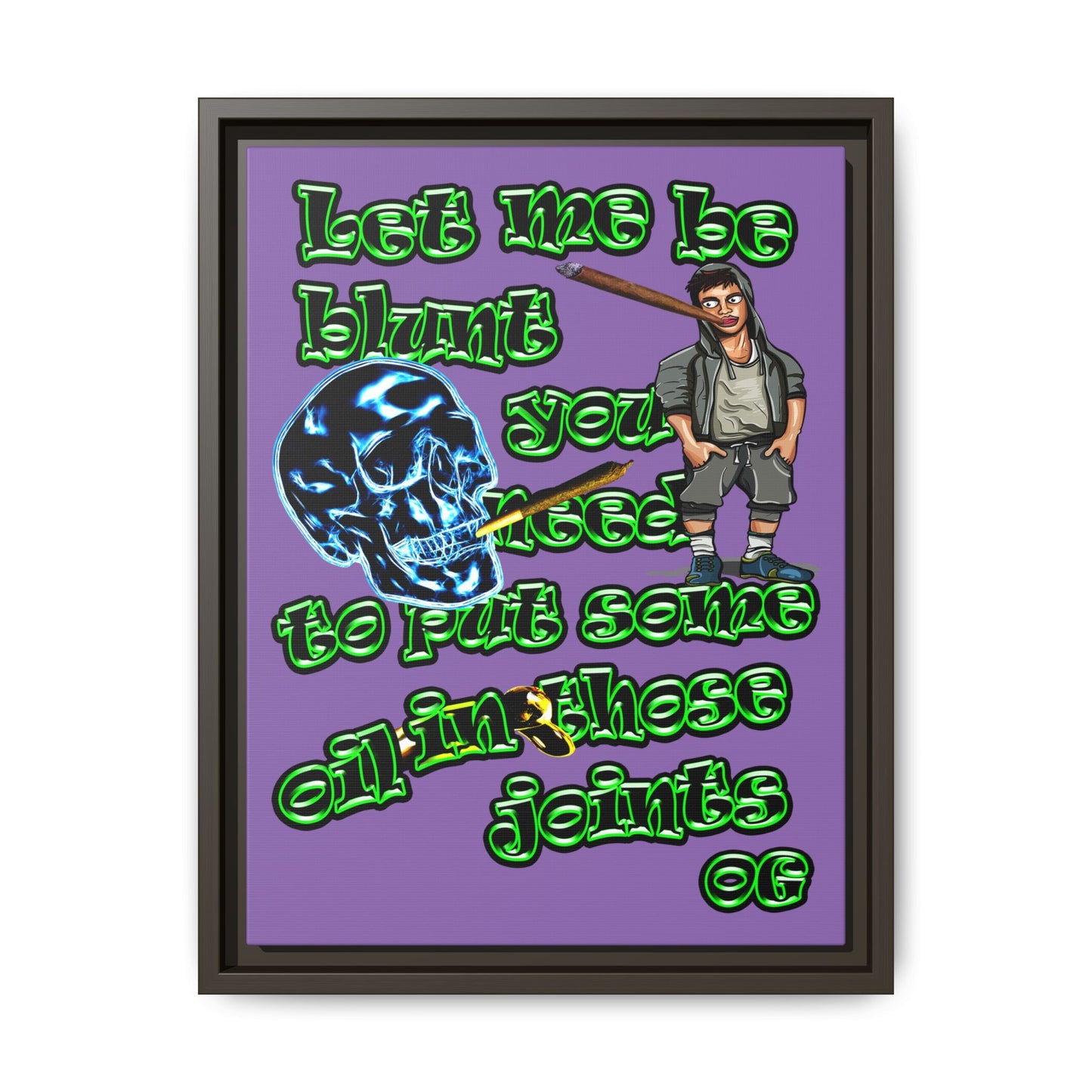 og - framed canvas art (light purple)