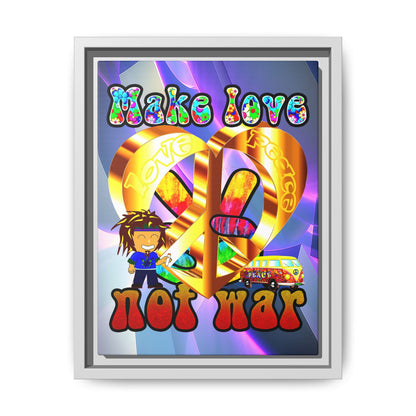 love peace - framed canvas art (grey-pink wave)