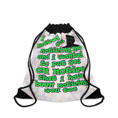 noticed you noticing - Drawstring Bag (white marble)