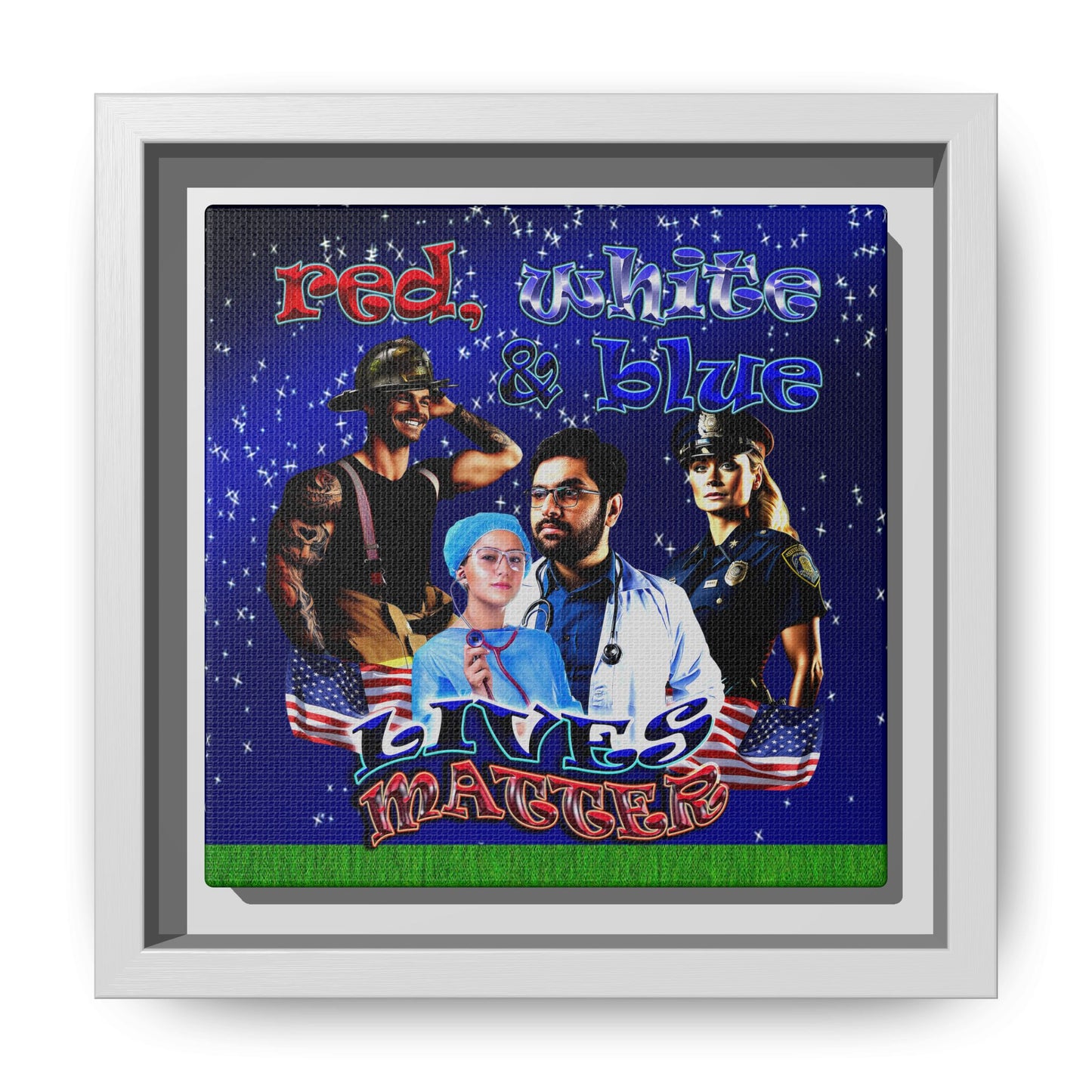 rw&b lives matter - framed canvas art ('snoops' background)