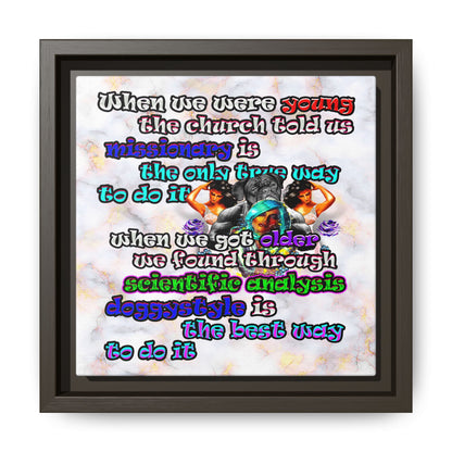 doggystyle - framed canvas art (white marble)