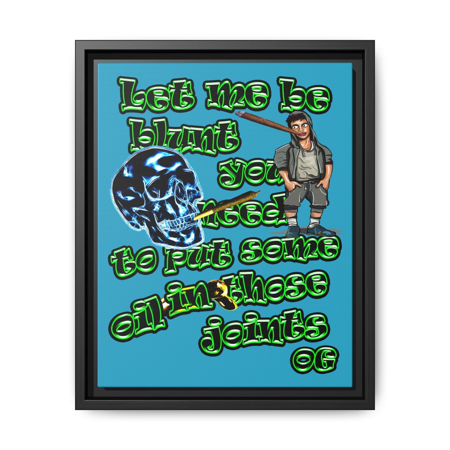 og - framed canvas art (turquoise)