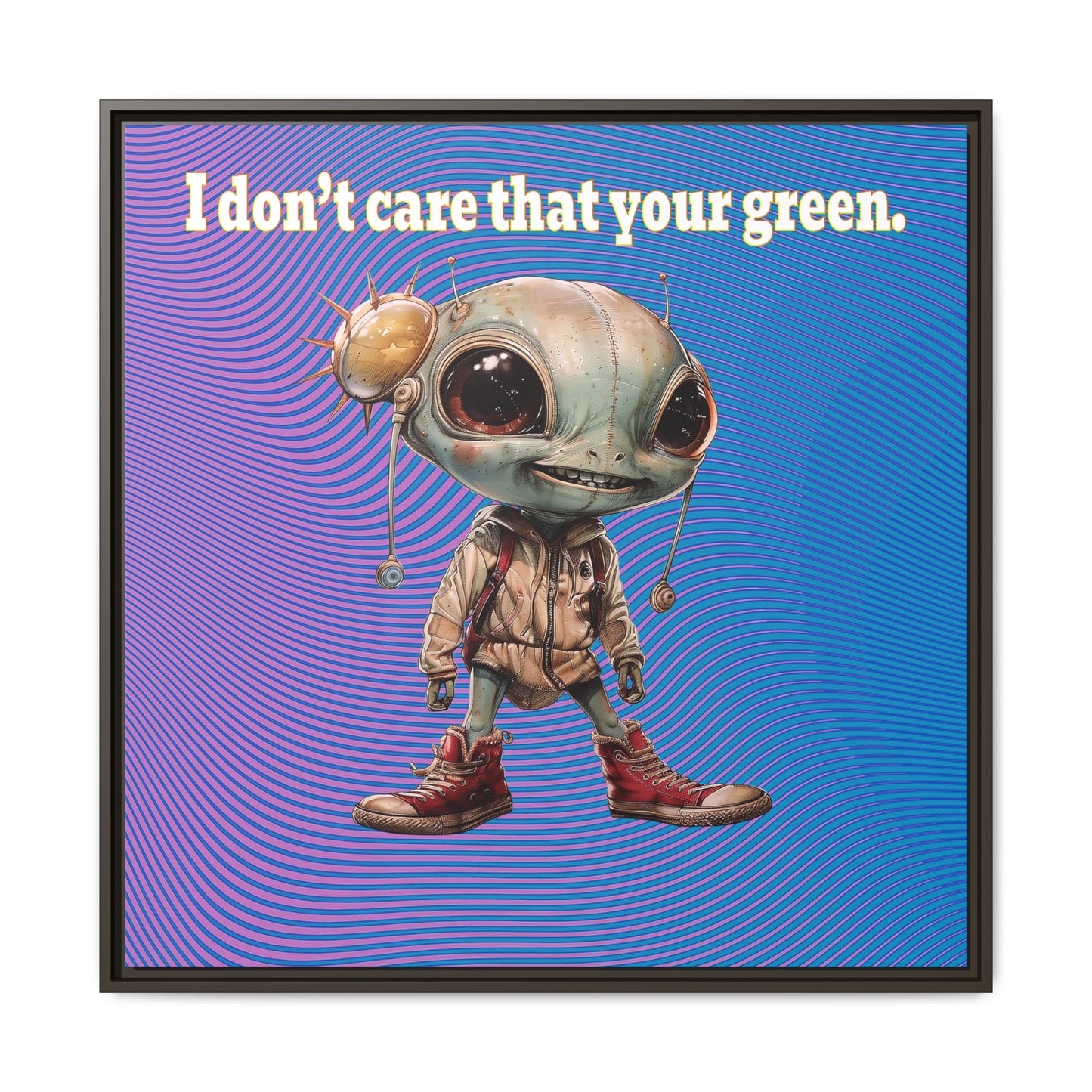 I don't care that your green - framed canvas art (light blue-purple wave)