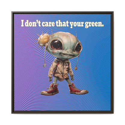I don't care that your green - framed canvas art (light blue-purple wave)