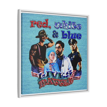 rw&b lives matter - framed canvas art (faded blue)