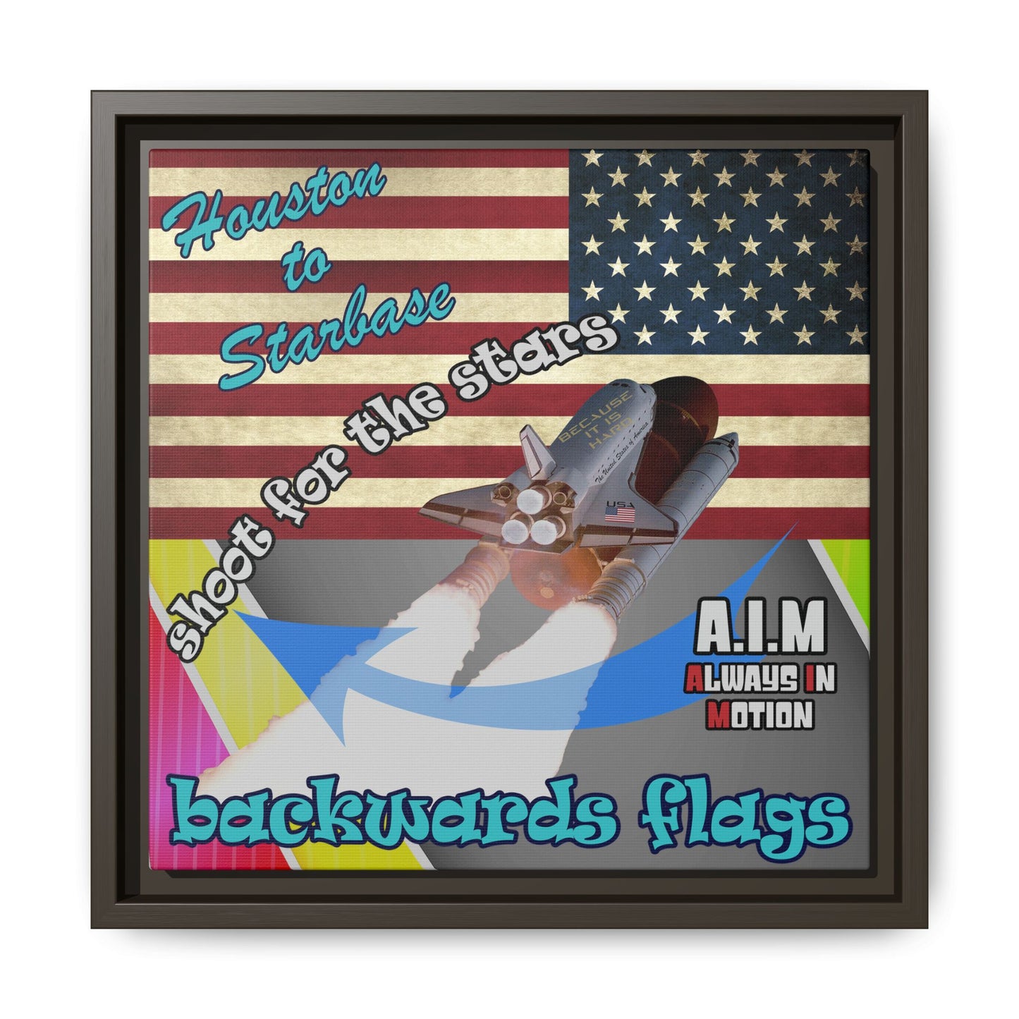 shoot for the stars - framed canvas art (rainbow split)