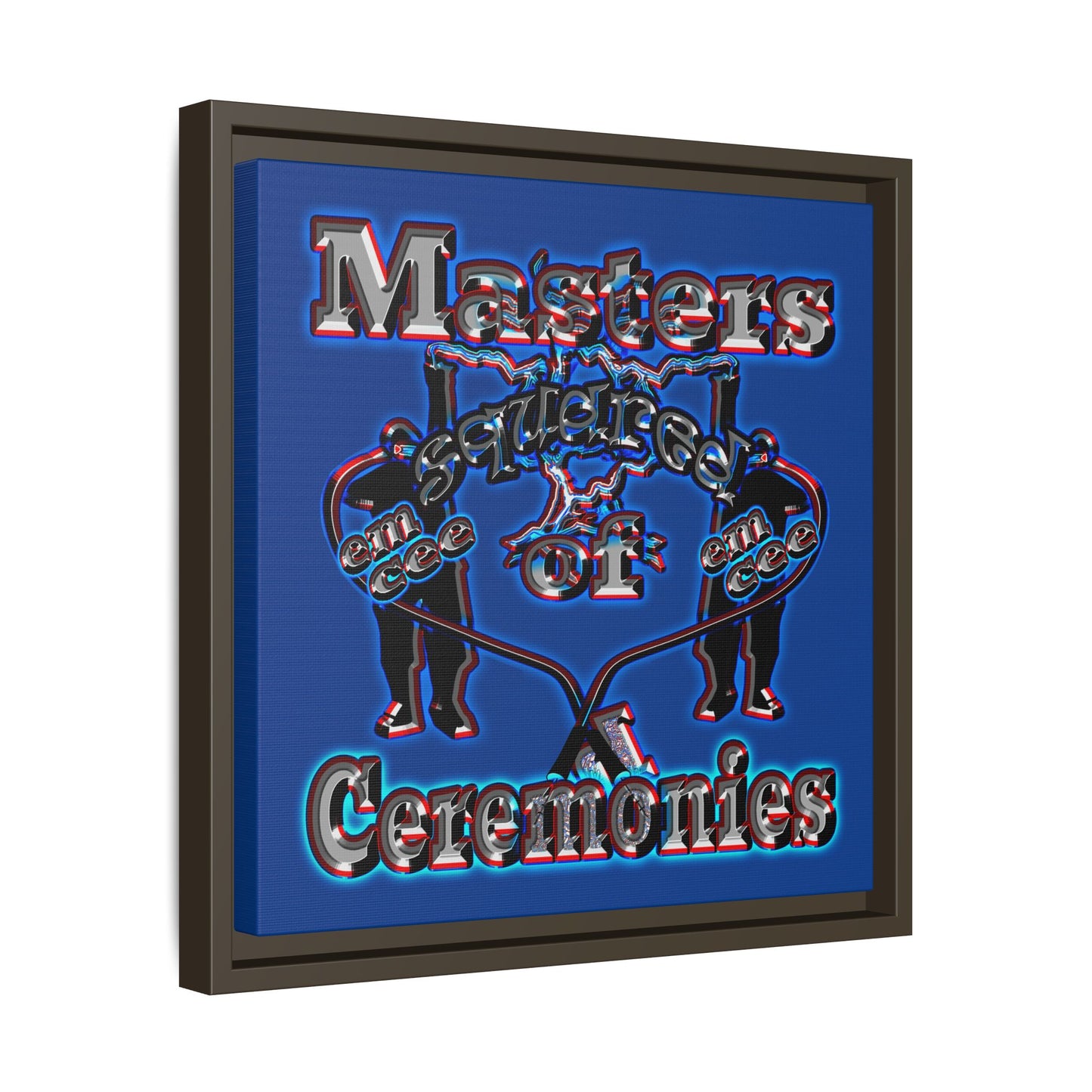 em cee squared - framed canvas art (dark blue)