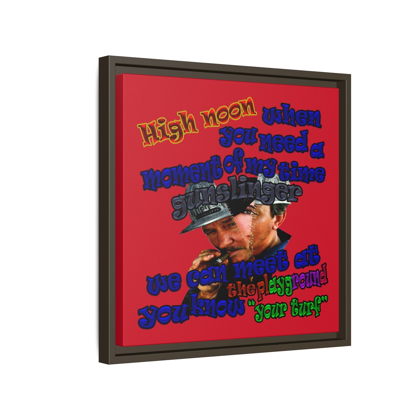 high noon - framed canvas art (dark red)