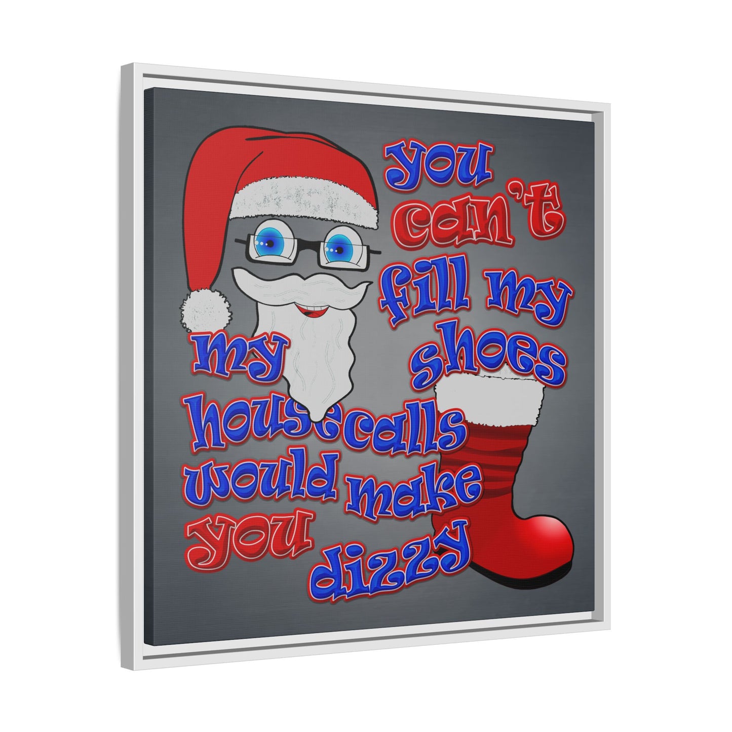 santa's shoes - framed canvas art (grey-light grey)