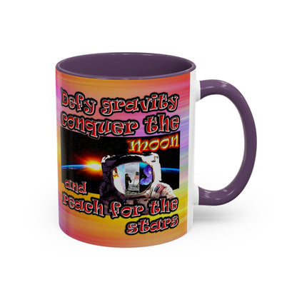 defy conquer reach - Accent Mug (color blur)