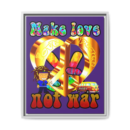 love peace - framed canvas art (purple)