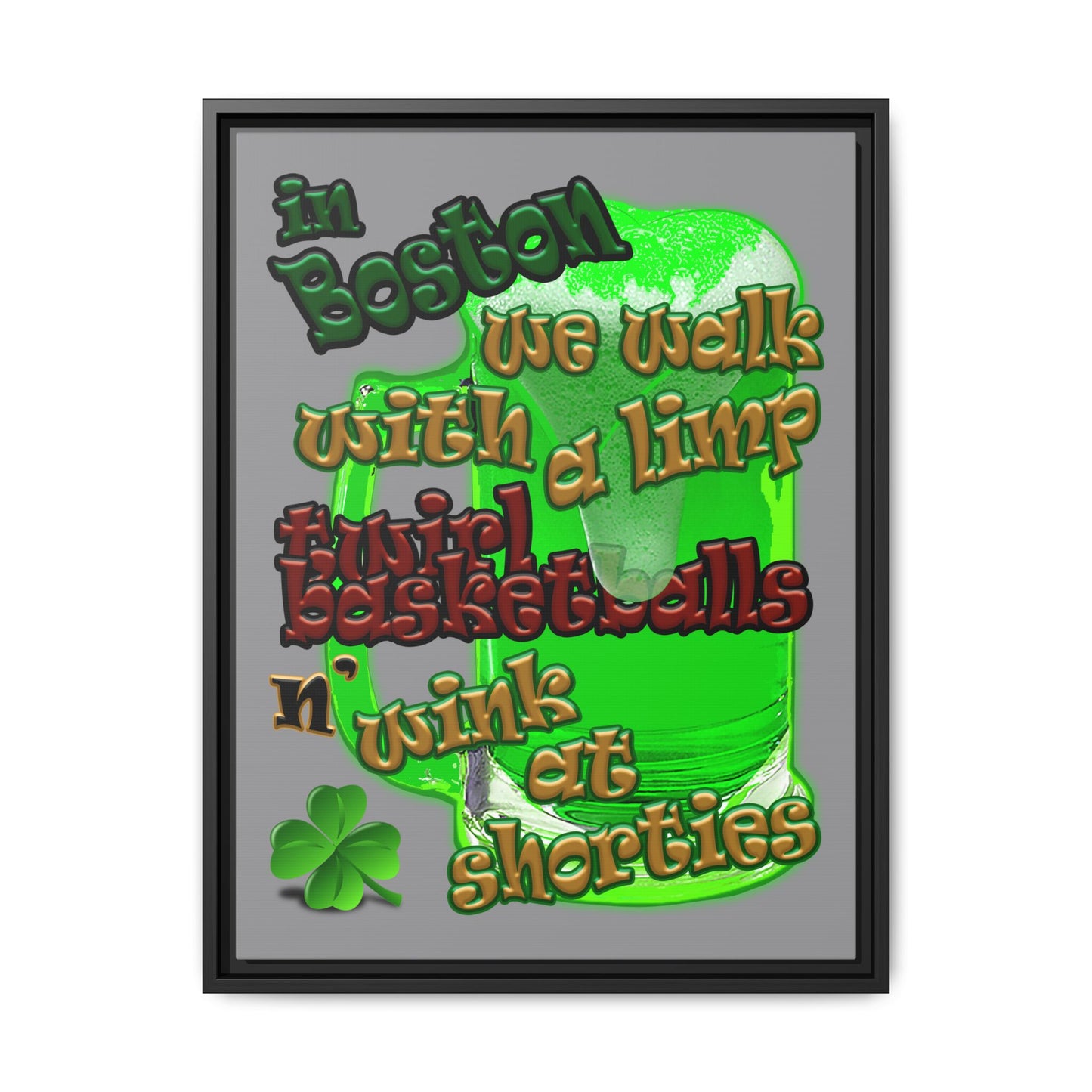 celtics logo - framed canvas art (grey)