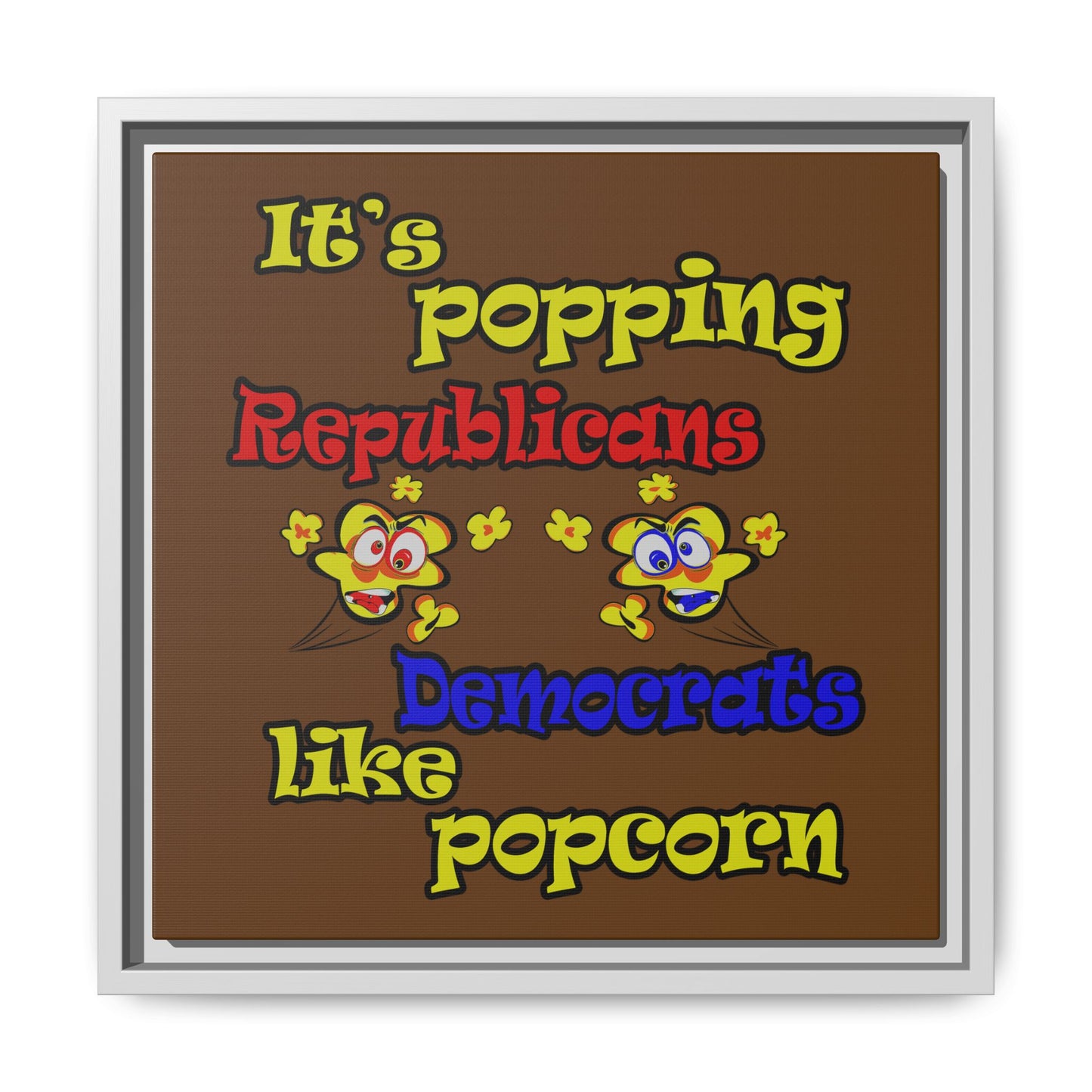 popping like popcorn - framed canvas art (brown)