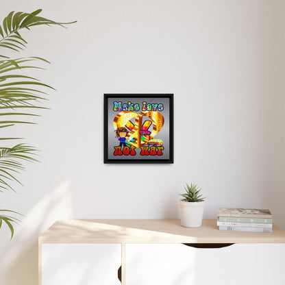 love peace - framed canvas art (brushed nickel)