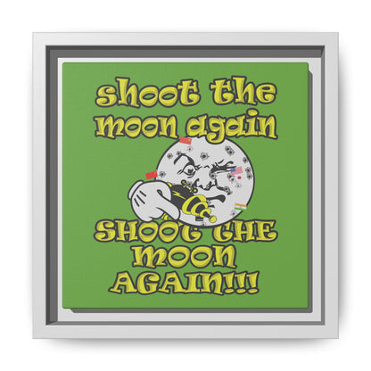 shoot the moon again - framed canvas art (green)