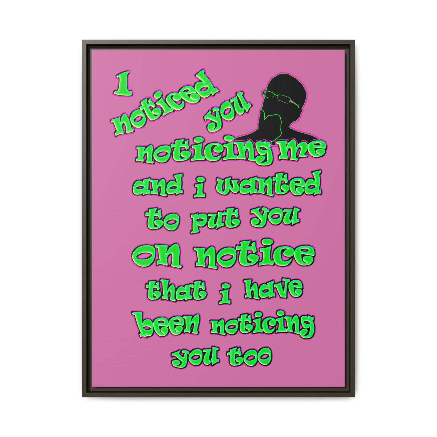 noticed you noticing - framed canvas art (light pink)