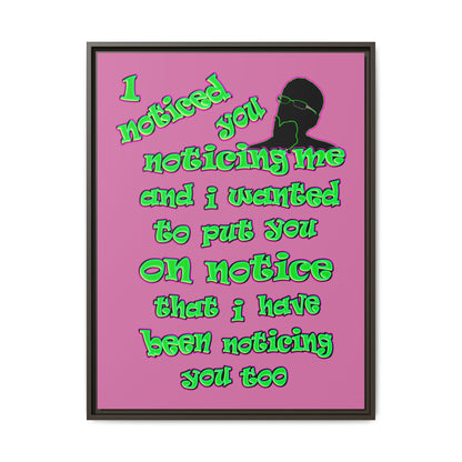 noticed you noticing - framed canvas art (light pink)