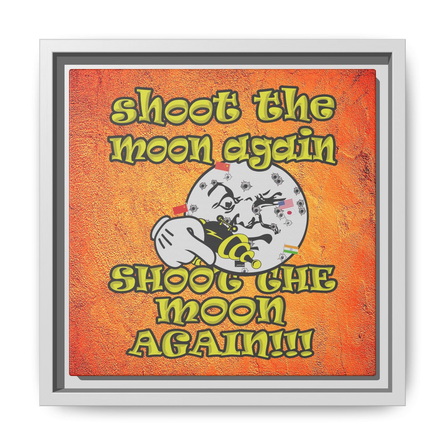 shoot the moon again - framed canvas art (burnt orange)