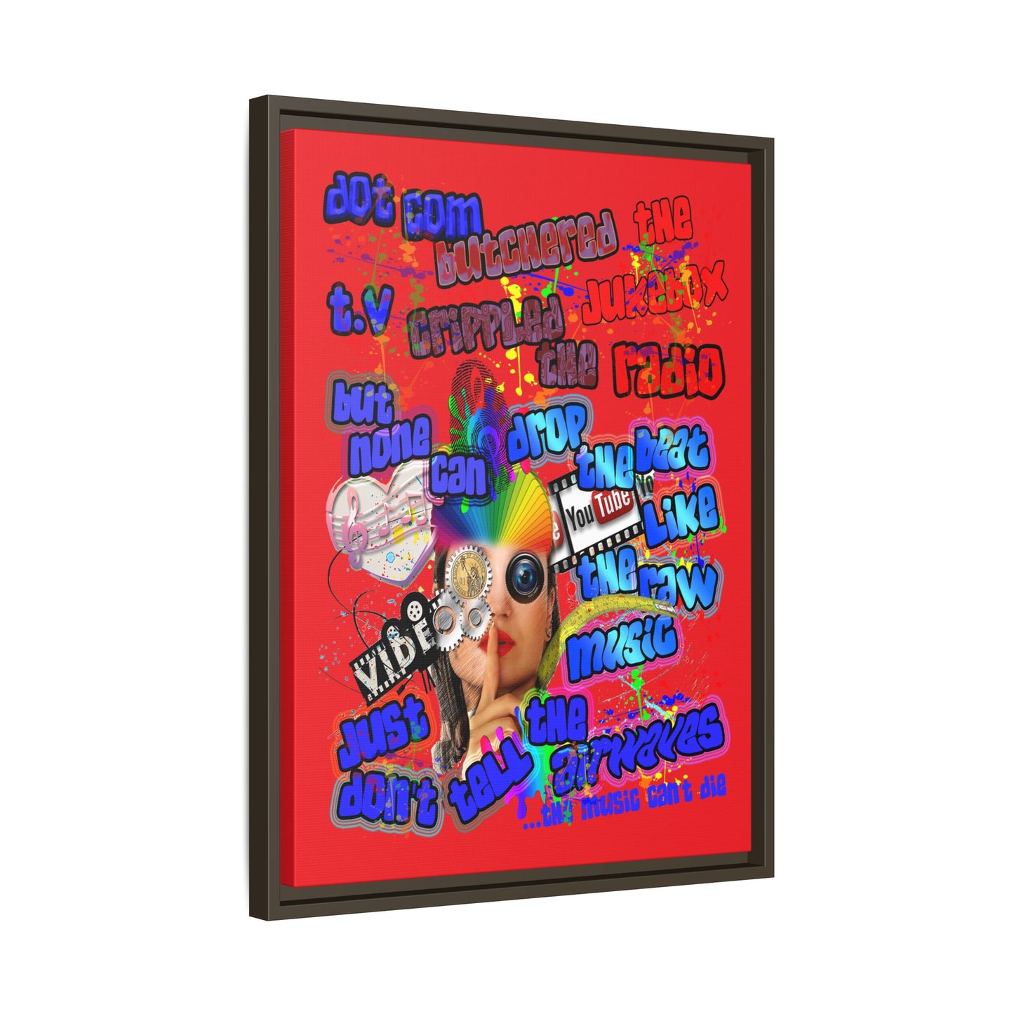 drop the beat - framed canvas art (red)