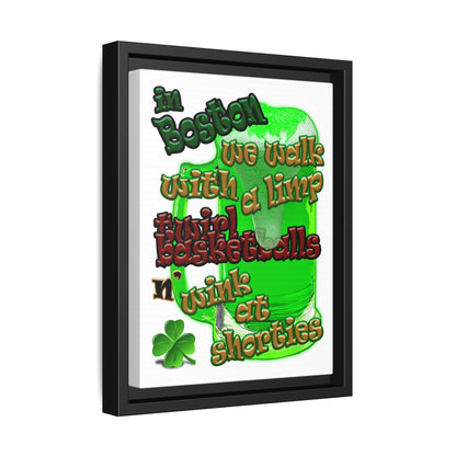 celtics logo - framed canvas art (white)
