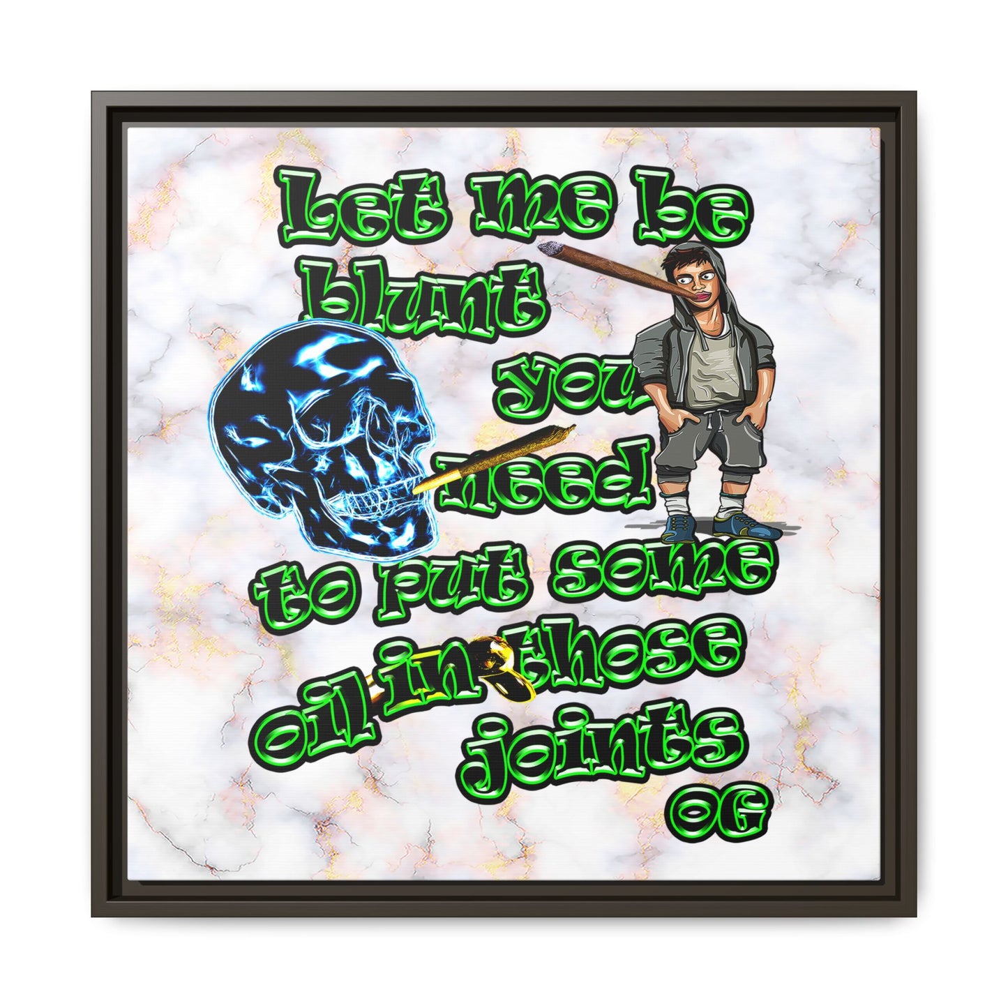 og - framed canvas art (white marble)