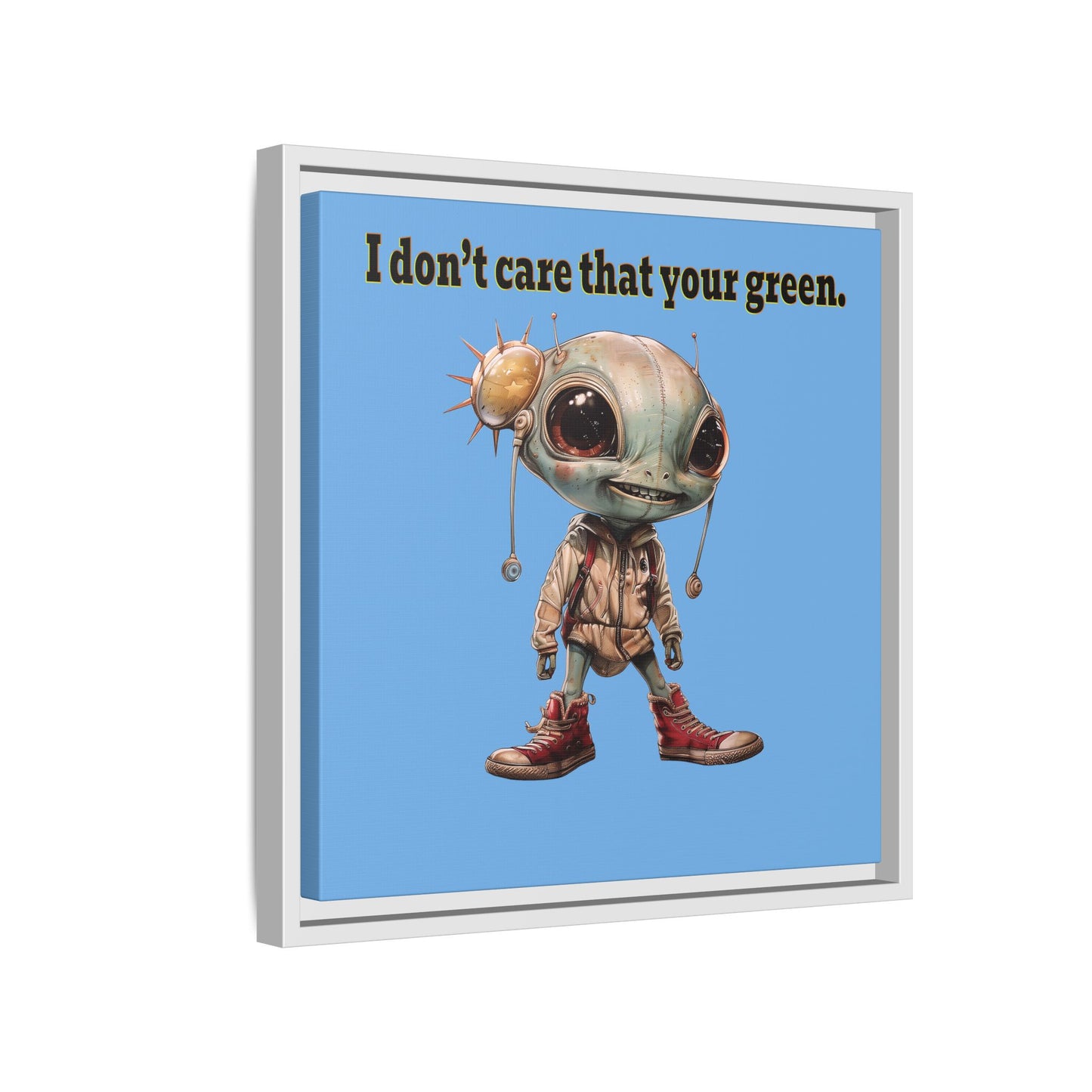 I don't care that your green - framed canvas art (light blue)