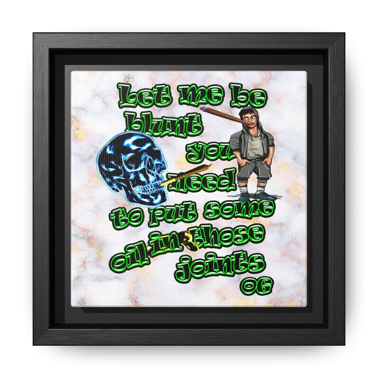 og - framed canvas art (white marble)