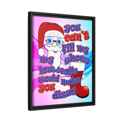 santa's shoes - framed canvas art (light blue-pink wave)