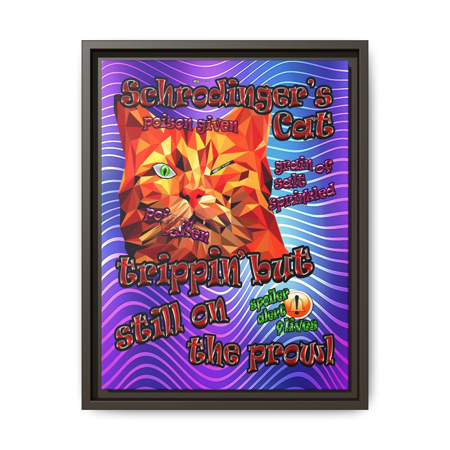 schrodinger's cat - framed canvas art (purple wave)
