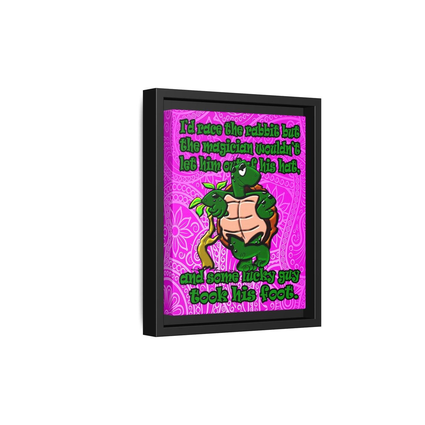 turtle race - framed canvas art (pink swirl)