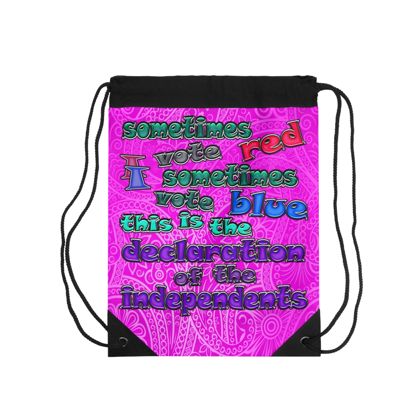 declaration of the independents - Drawstring Bag (pink swirl)