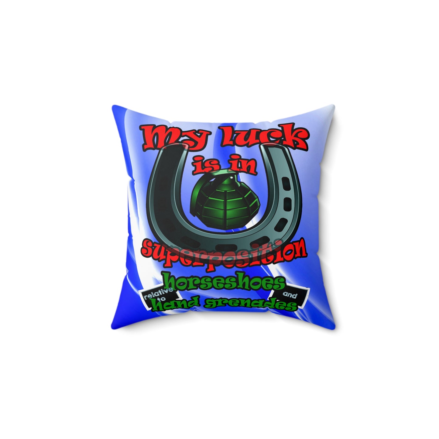 my luck - Spun Polyester Square Pillow - (blue-white wave)