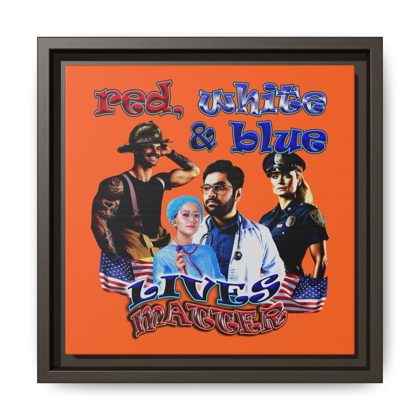 rw&b lives matter - framed canvas art (orange)