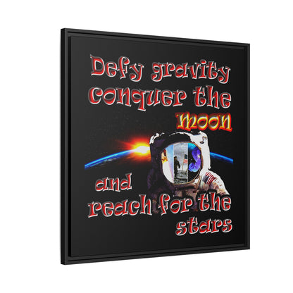 defy conquer reach - framed canvas art (black)