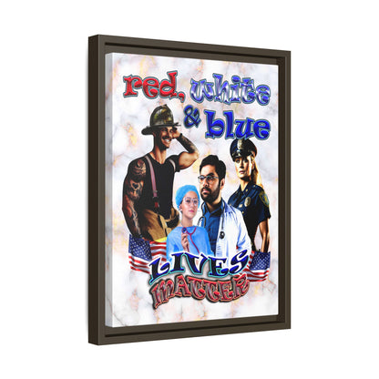rw&b lives matter - framed canvas art (white marble)