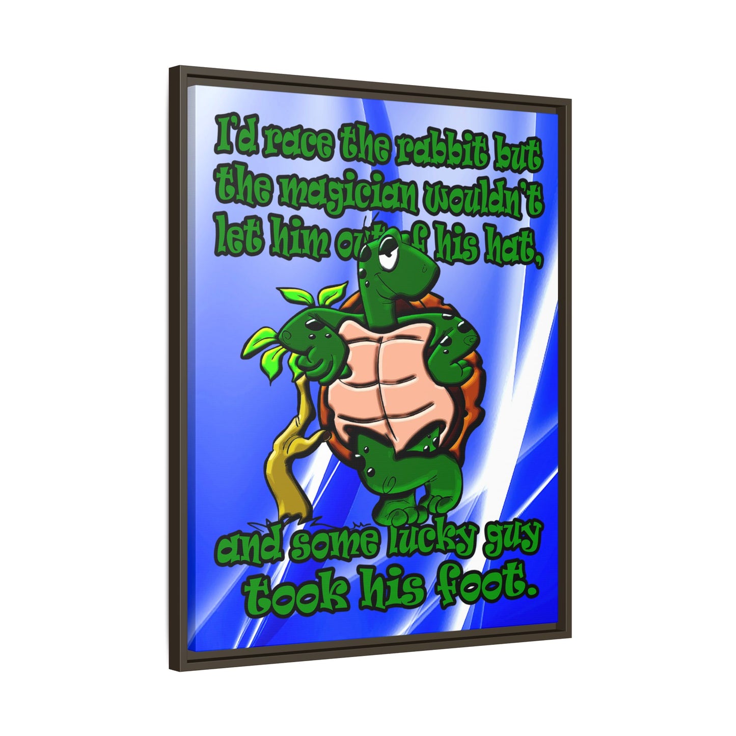 turtle race - framed canvas art (blue-white wave)