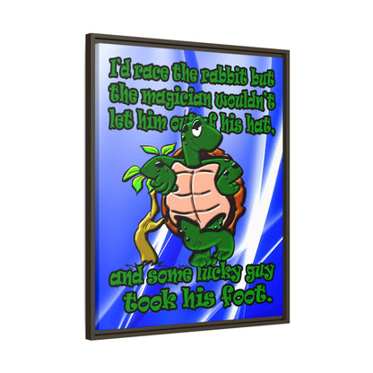 turtle race - framed canvas art (blue-white wave)