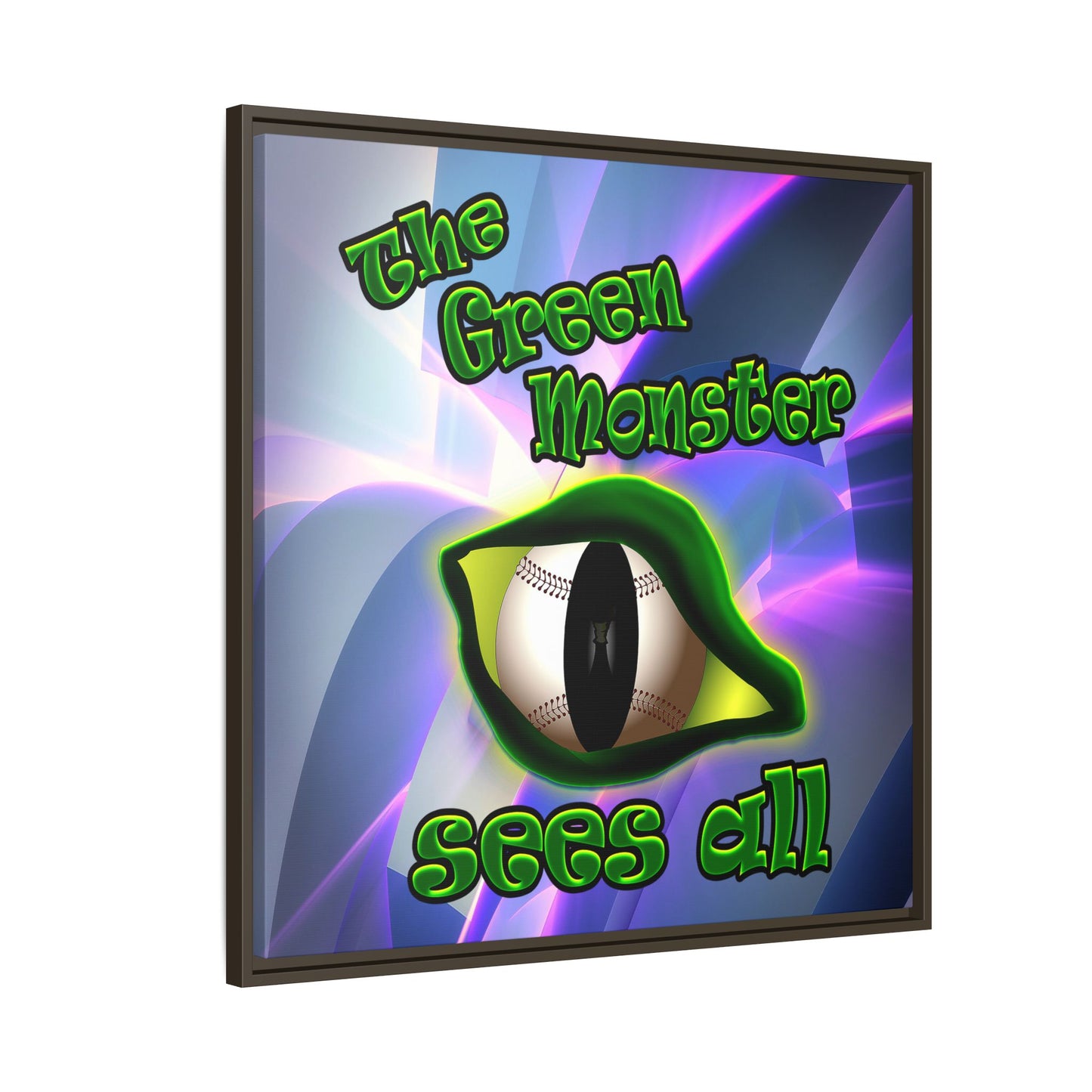 green monster - framed canvas art (grey-pink wave)