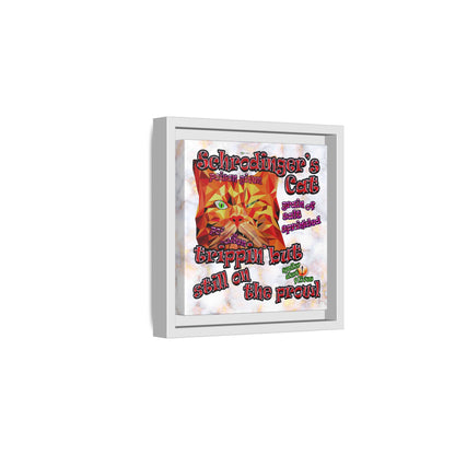 schrodinger's cat - framed canvas art (white marble)