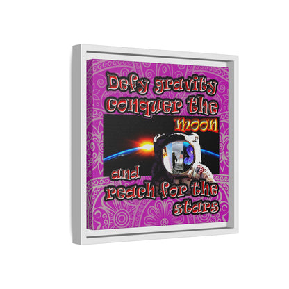 defy conquer reach - framed canvas art (pink swirl)